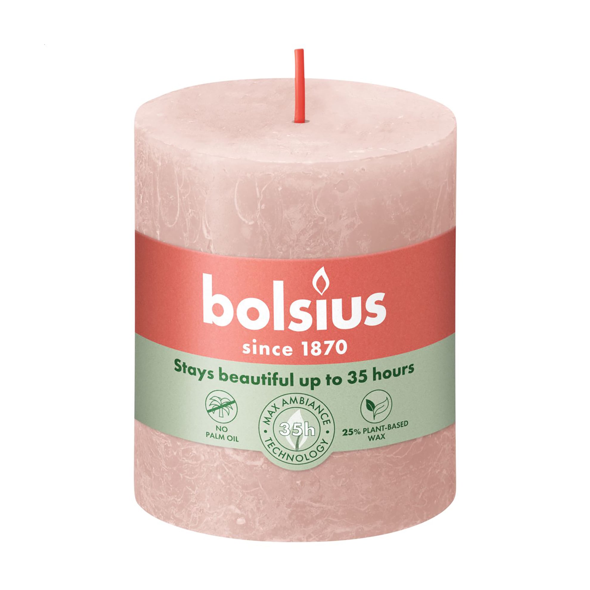Циліндрична свічка Bolsius Rustic Shine Туманно-рожева, 80*68 мм